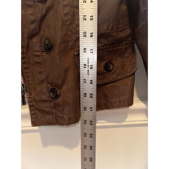 AI Authentic Icon Women's Jacket Brown Buttons Zipper Cotton Light Large - Picture 15 of 16